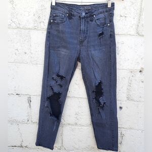 Wild Fable High Rise Mom Jeans Destroyed Stone Wash black size 0